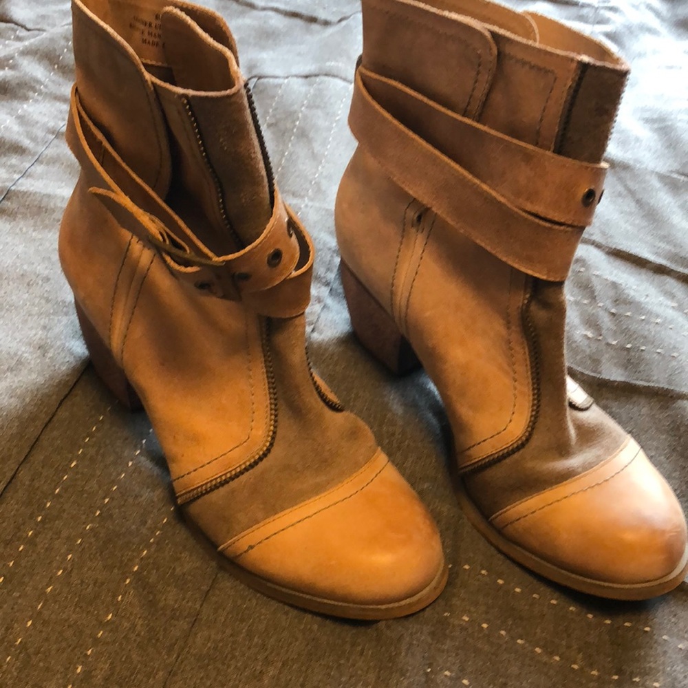 Restricted tan booties size 8